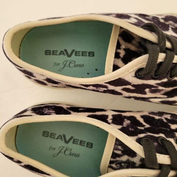 SeaVees x J. Crew Legend Velvet Animal Leopard Print Sneakers - Picture 2 of 6